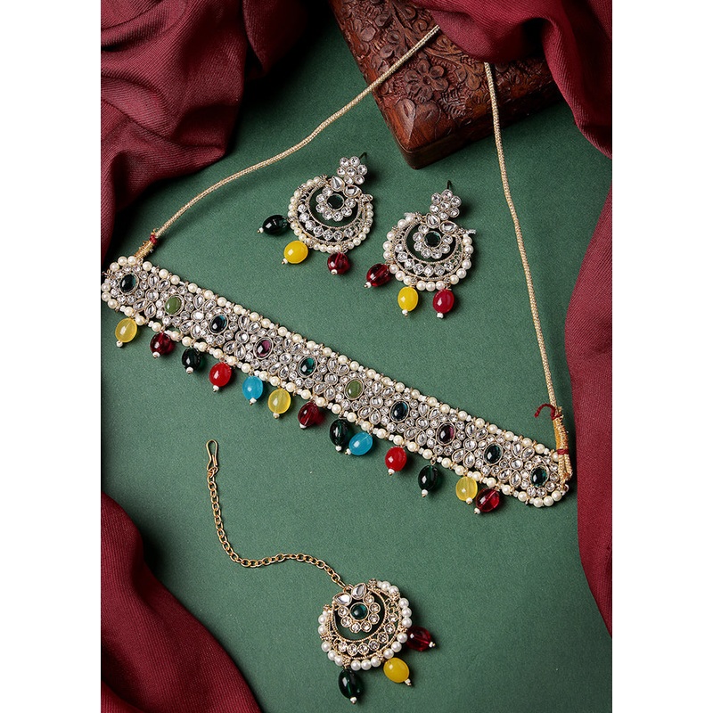 Red Alloy Glossy Jewellery Set - JD986609328