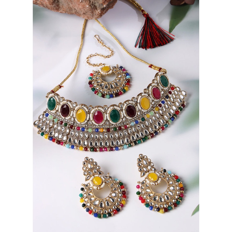 Red Alloy Glossy Jewellery Set - JD986609331