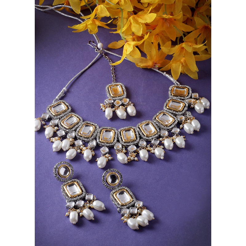 Red Alloy Glossy Jewellery Set - JD986609333