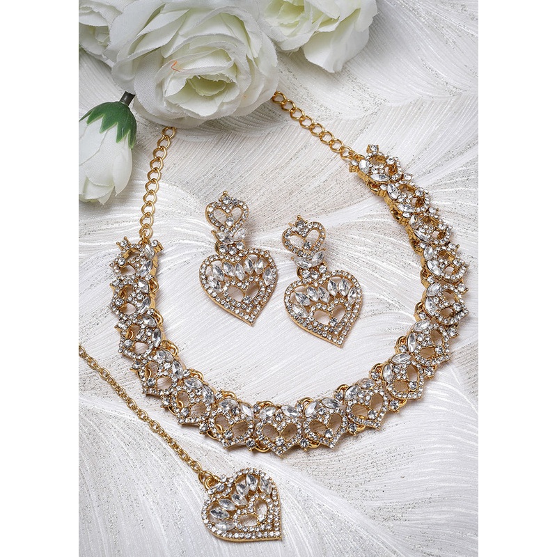 White Alloy Glossy Jewellery Set - JD986609121