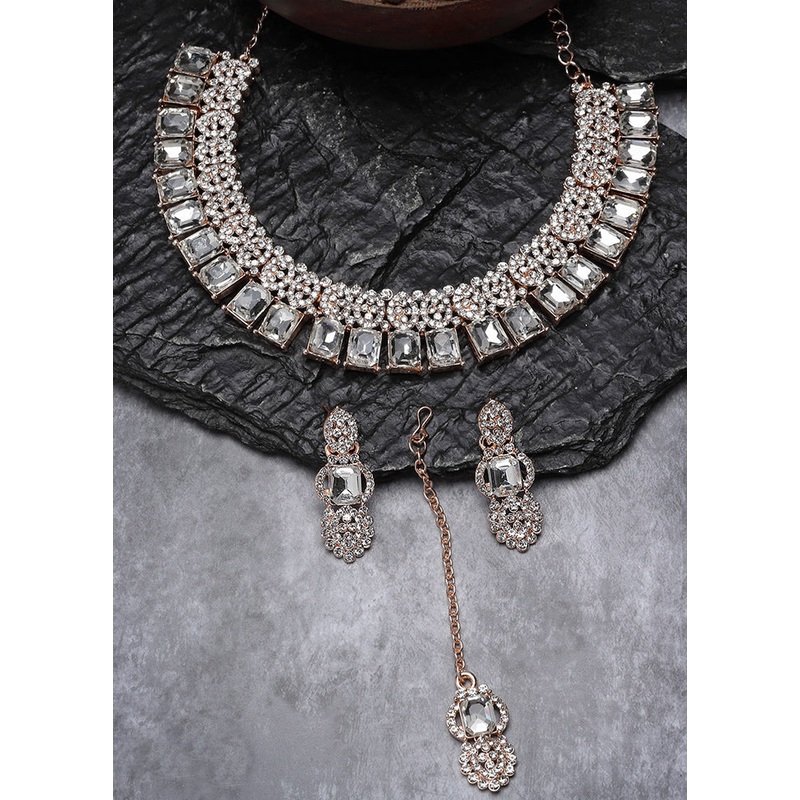 White Alloy Glossy Jewellery Set - JD986609122