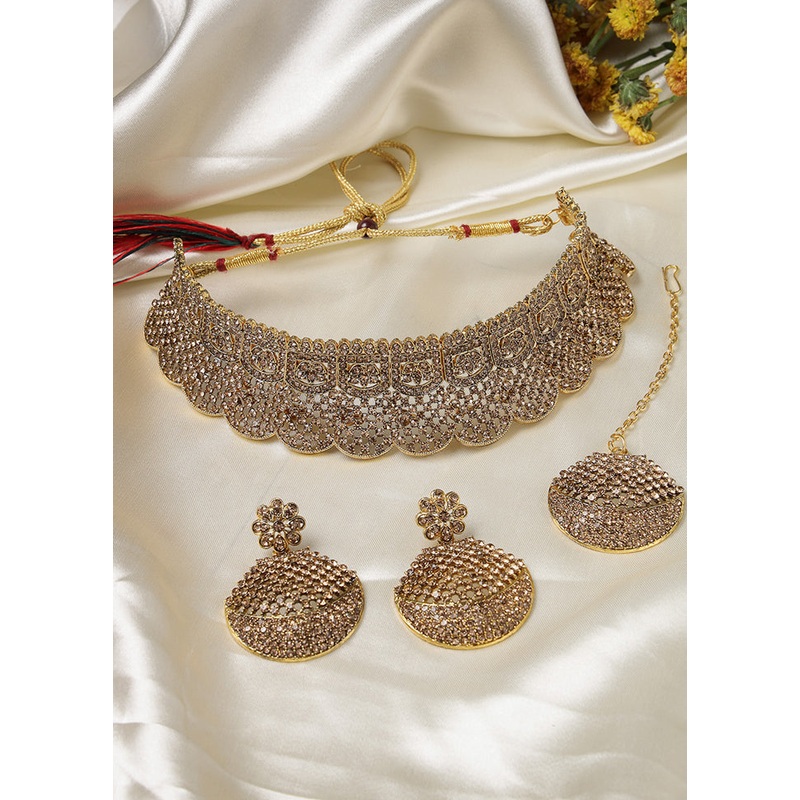 White Alloy Glossy Jewellery Set - JD986609123