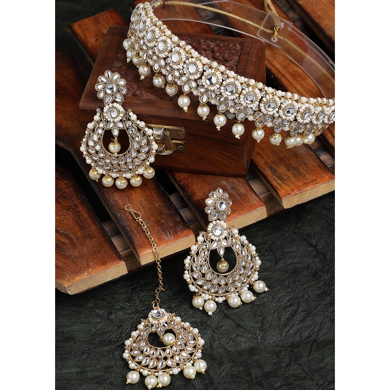 White Alloy Glossy Jewellery Set - JD986609124