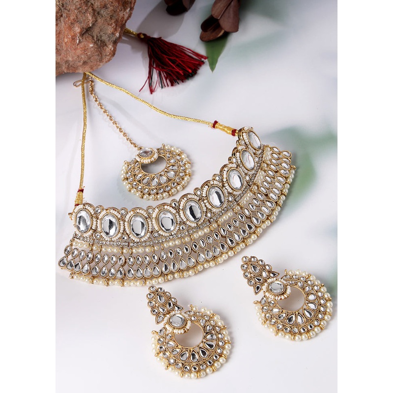 White Alloy Glossy Jewellery Set - JD986609127