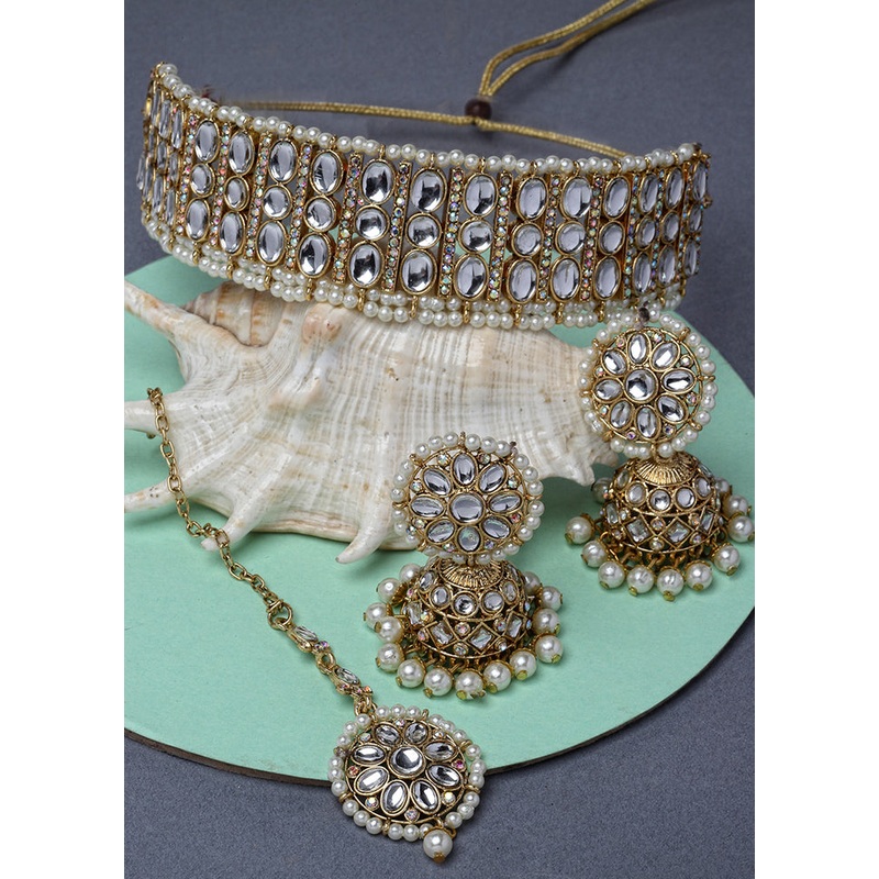 White Alloy Glossy Jewellery Set - JD986609130