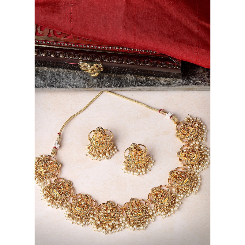 White Alloy Glossy Jewellery Set - JD986609135