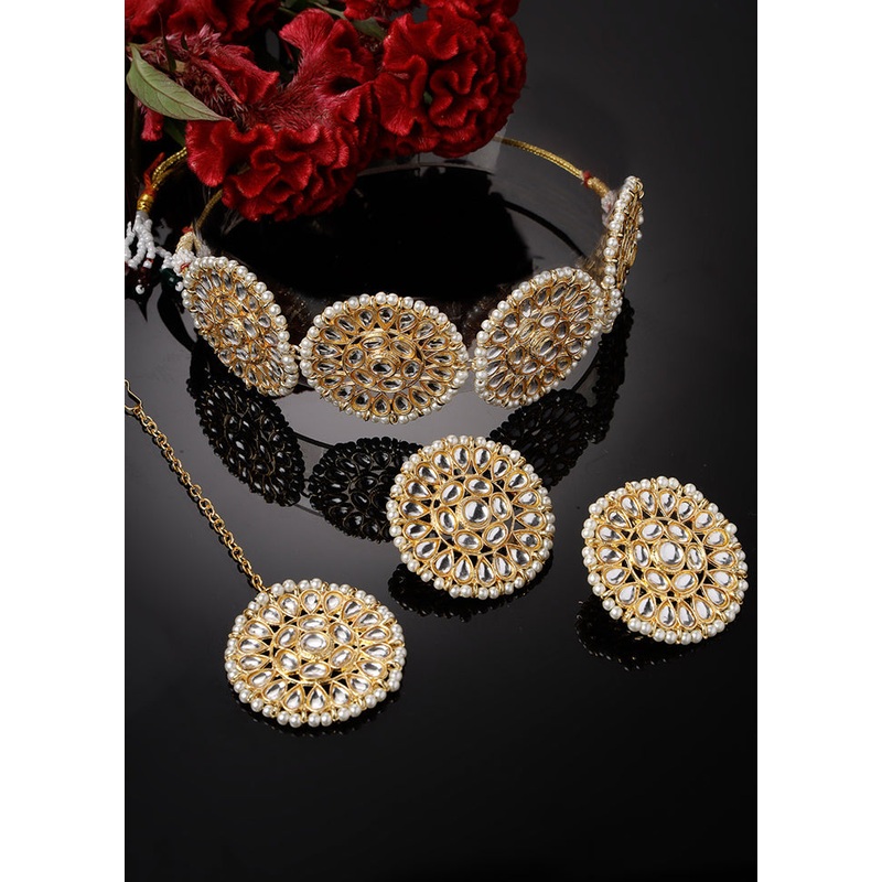 White Alloy Glossy Jewellery Set - JD986609137