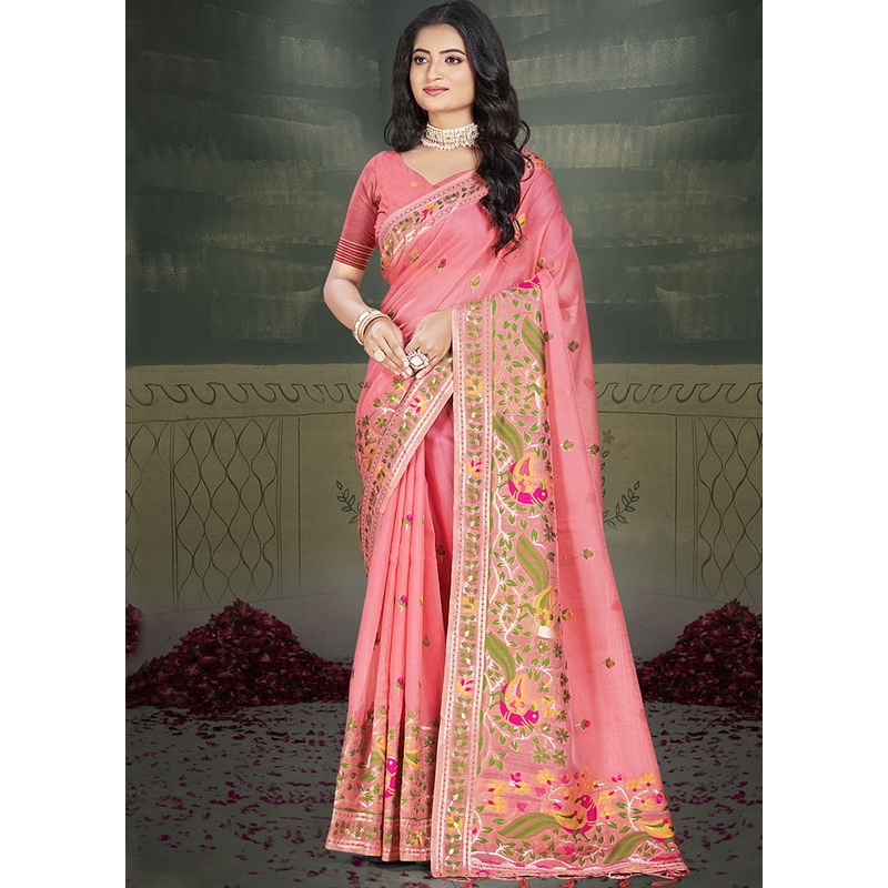 Multicolor Cotton Saree With Blouse Piece - JD986608919