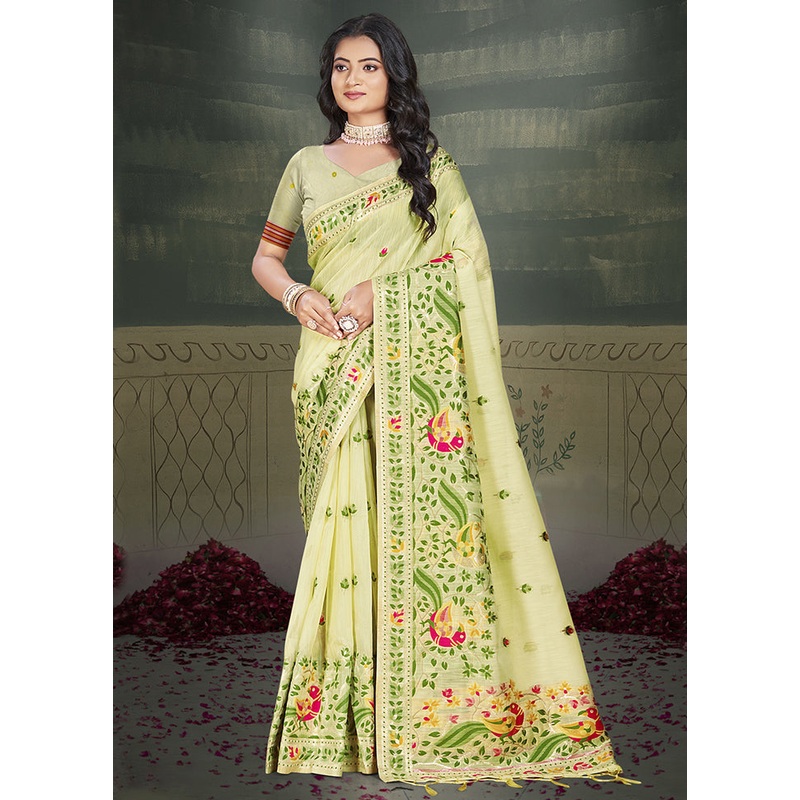 Multicolor Cotton Saree With Blouse Piece - JD986608922