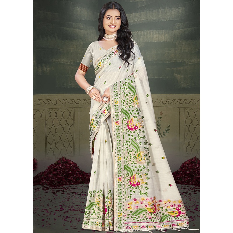 Multicolor Cotton Saree With Blouse Piece - JD986608923
