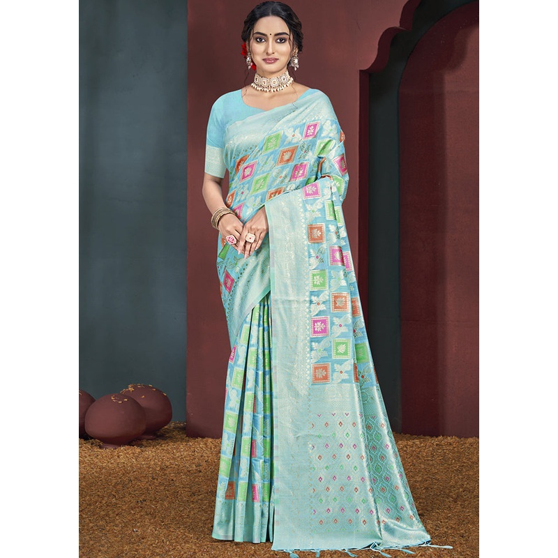 Multicolor Cotton Saree With Blouse Piece - JD986608925