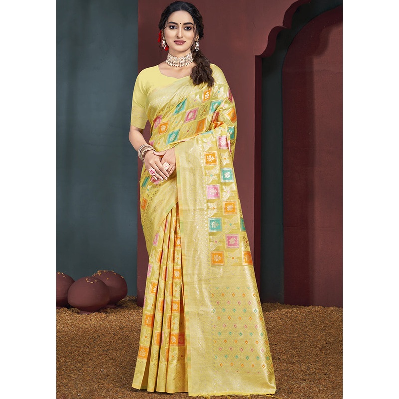 Multicolor Cotton Saree With Blouse Piece - JD986608926