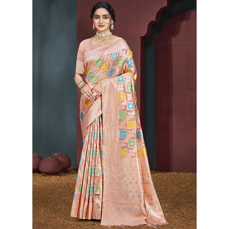 Multicolor Cotton Saree With Blouse Piece - JD986608928