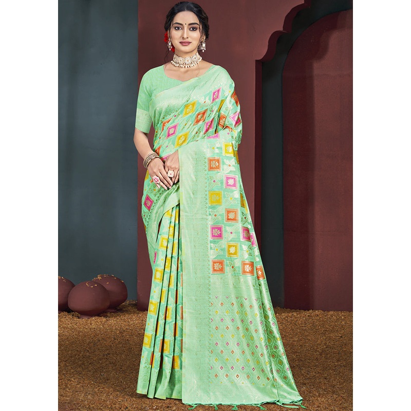Multicolor Cotton Saree With Blouse Piece - JD986608929