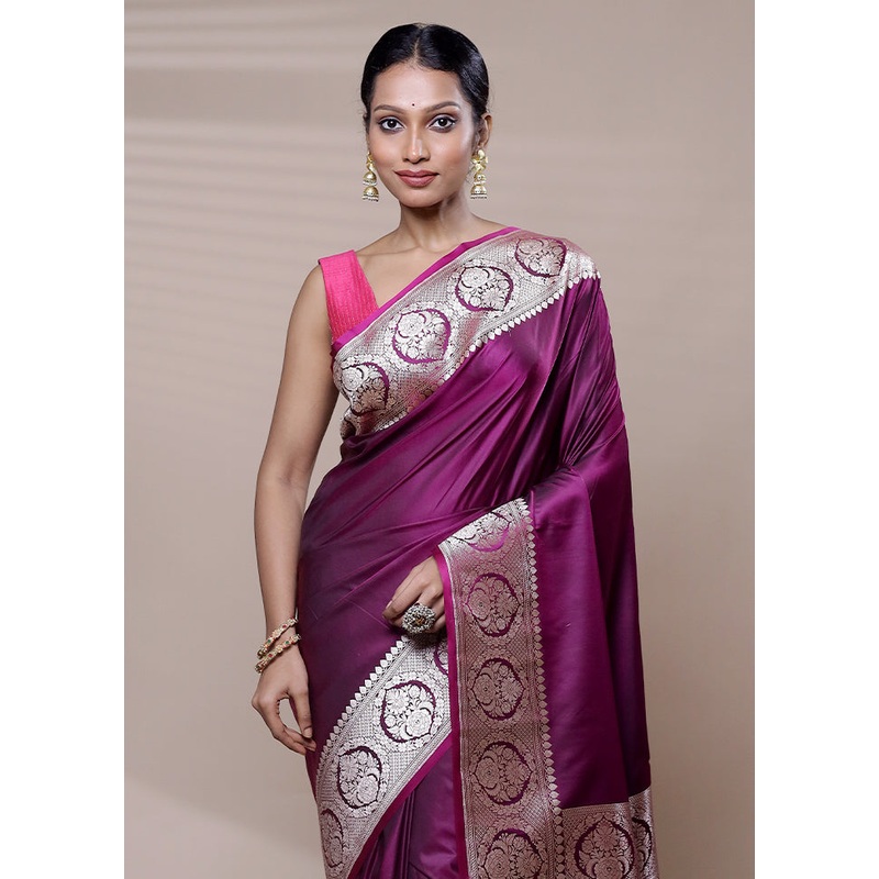 Purple Katan Silk Saree With Blouse Piece - JD986608935