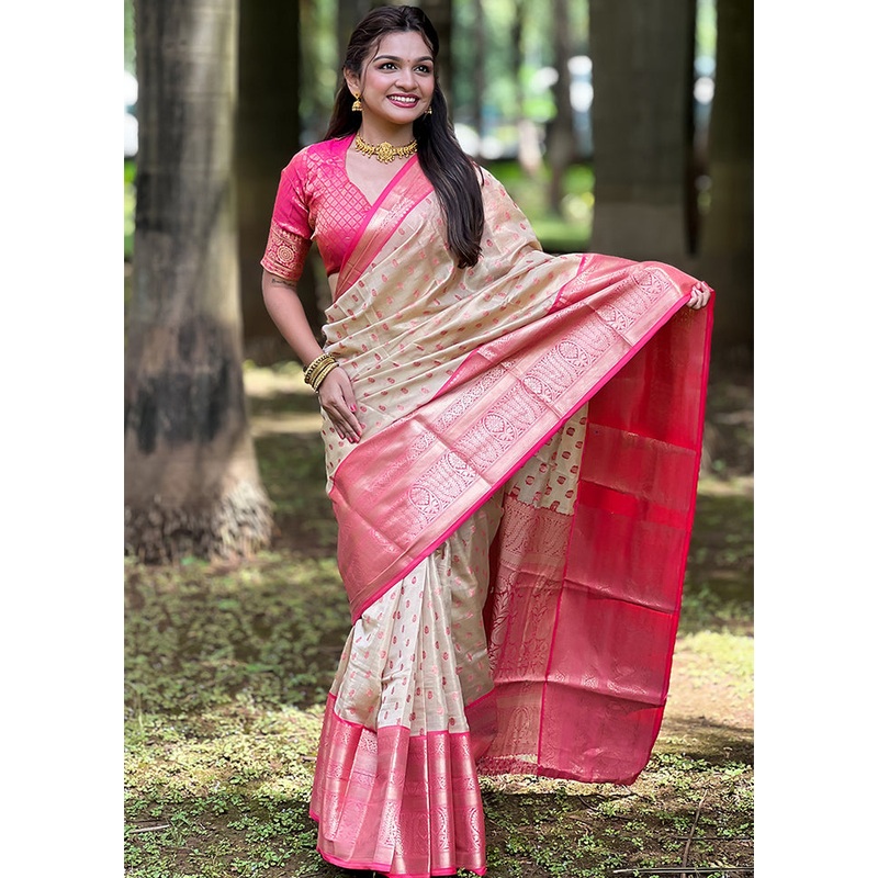 Chiku Dupion Silk Saree With Blouse Piece - JD986608741