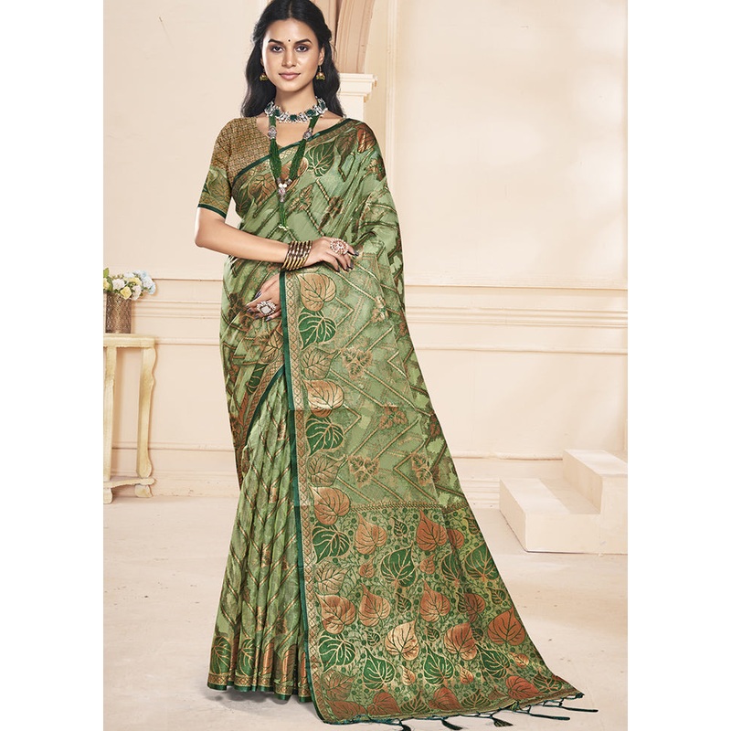 Multicolor Organza Saree With Blouse Piece - JD986608758
