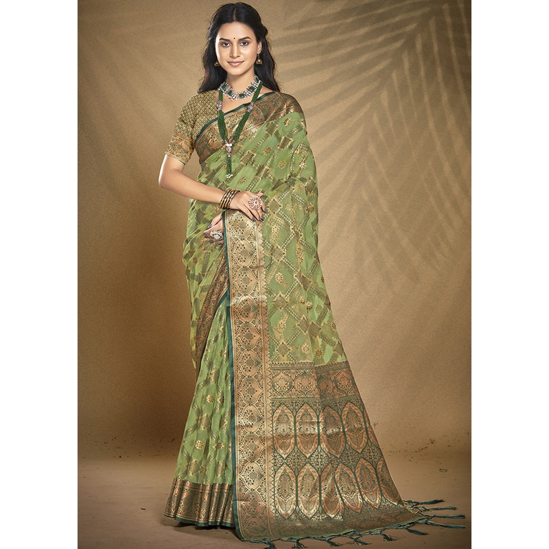 Multicolor Organza Saree With Blouse Piece - JD986608760