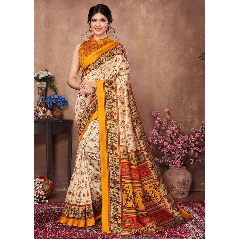 Chiku Dupion Silk Saree With Blouse Piece - JD986608388