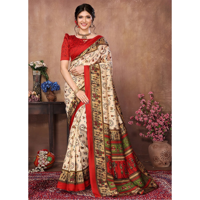Chiku Dupion Silk Saree With Blouse Piece - JD986608389