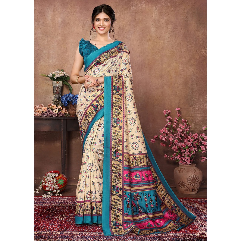 Chiku Dupion Silk Saree With Blouse Piece - JD986608390