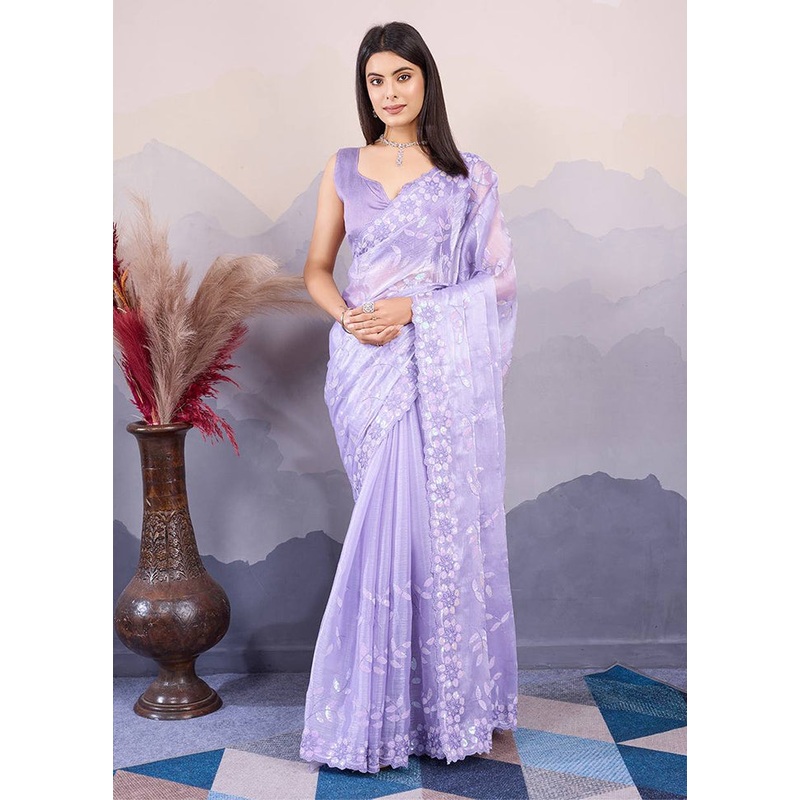 Lavender Dupion Silk Saree With Blouse Piece - JD986608188