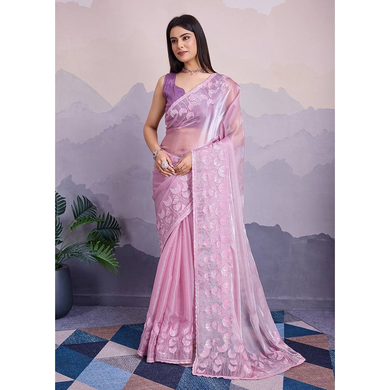 Lavender Silk Saree With Blouse Piece - JD986608183