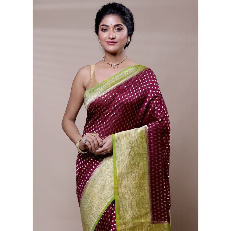 Maroon Georgette Saree With Blouse Piece - JD986608285