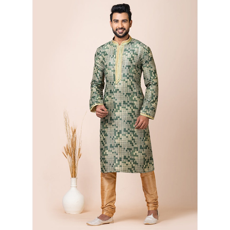 Multicolor Cotton Full Sleeves Mandarin Collar Kurta And Pajama Set - JD986608239