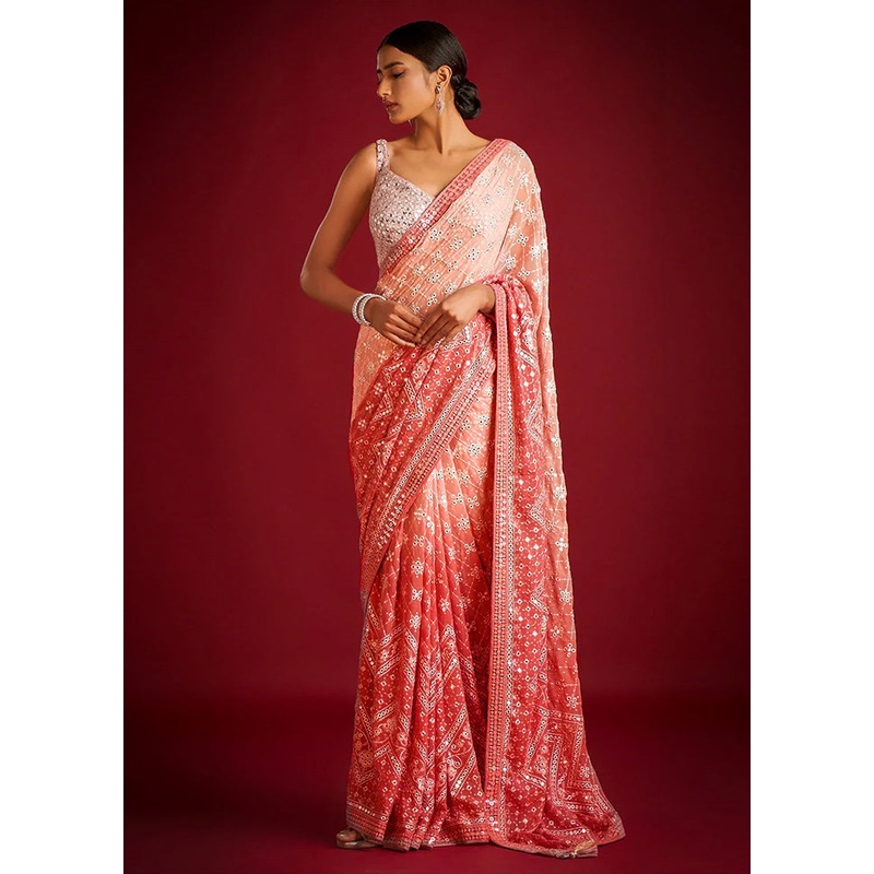 Multicolor Georgette Saree With Blouse Piece - JD986608175
