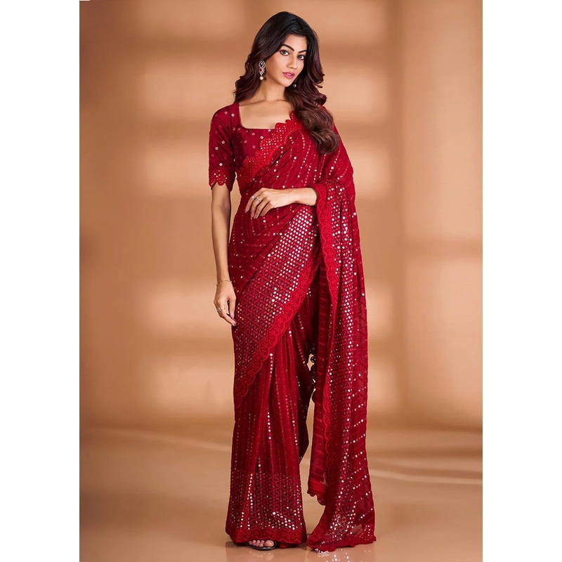 Multicolor Georgette Saree With Blouse Piece - JD986608176