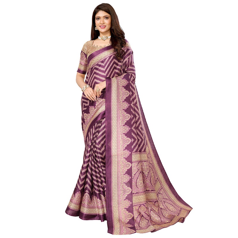 Purple Dupion Silk Saree With Blouse Piece - JD986608353