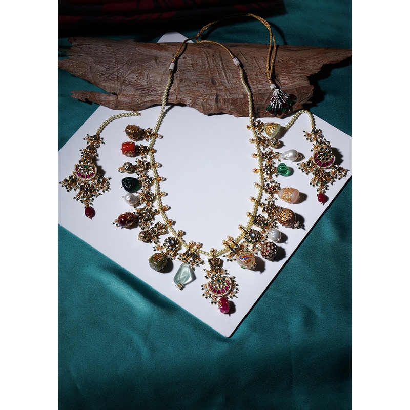 Multicolor Brass Drawstring Jewellery Set - JD986608006