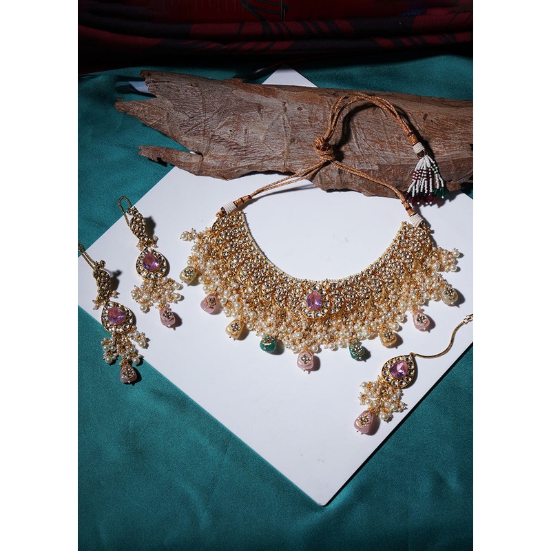 Multicolor Brass Drawstring Jewellery Set - JD986608007