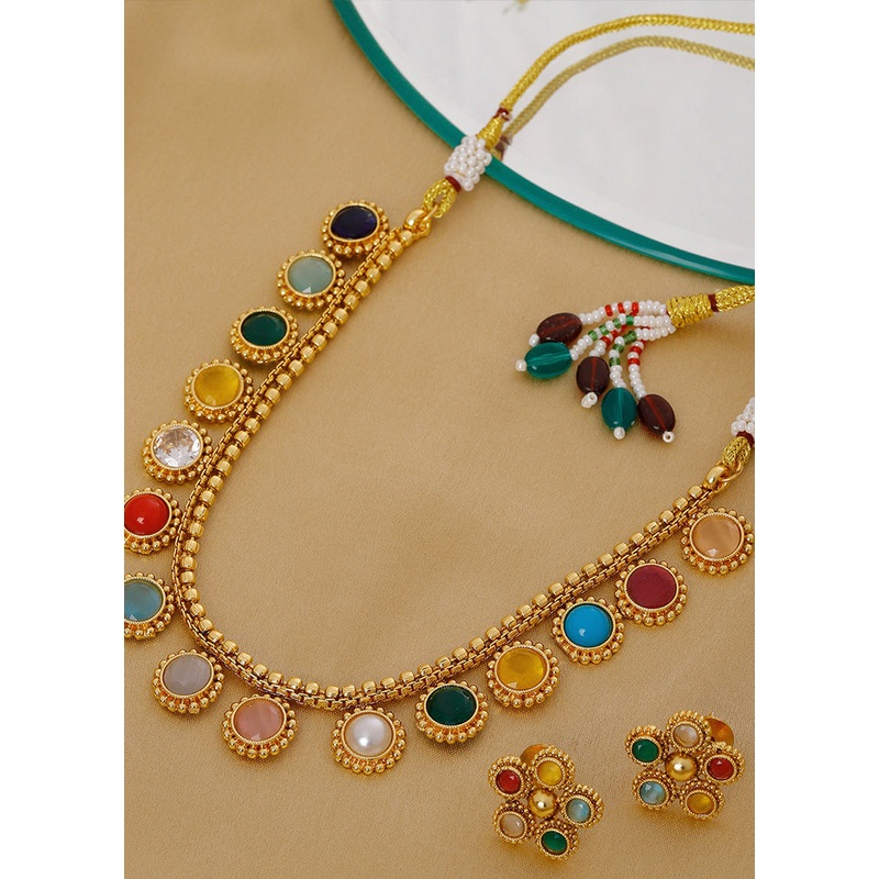 Multicolor Brass Gold Jewellery Set - JD986607999