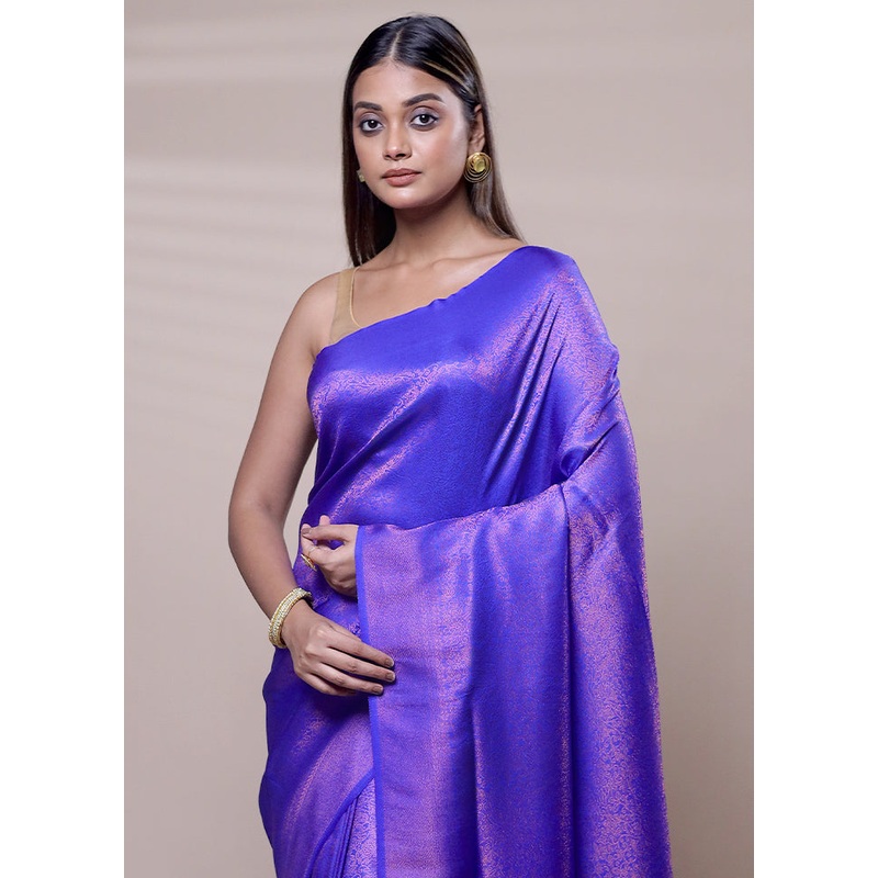 Purple Dupion Silk Saree With Blouse Piece - JD986608040
