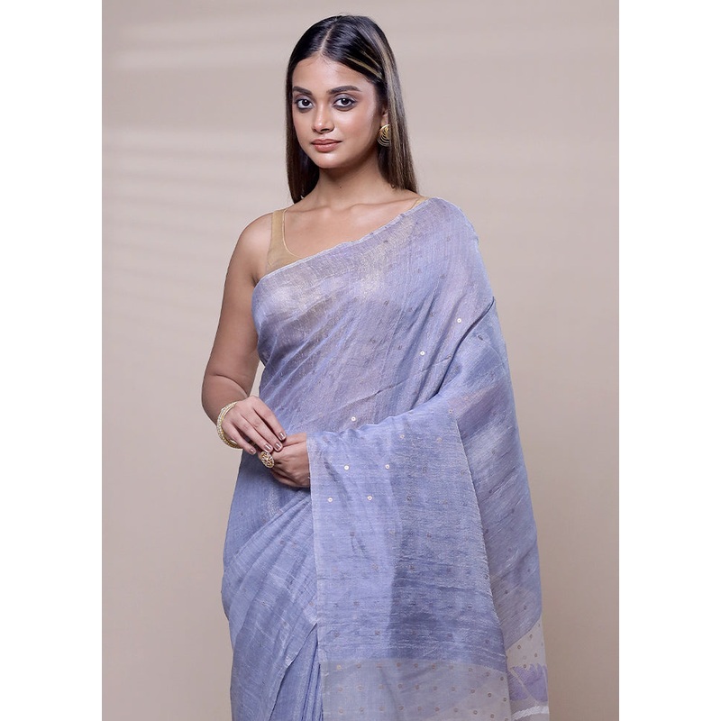 Purple Handloom Matka Pure Silk Saree With Blouse Piece - JD986608036
