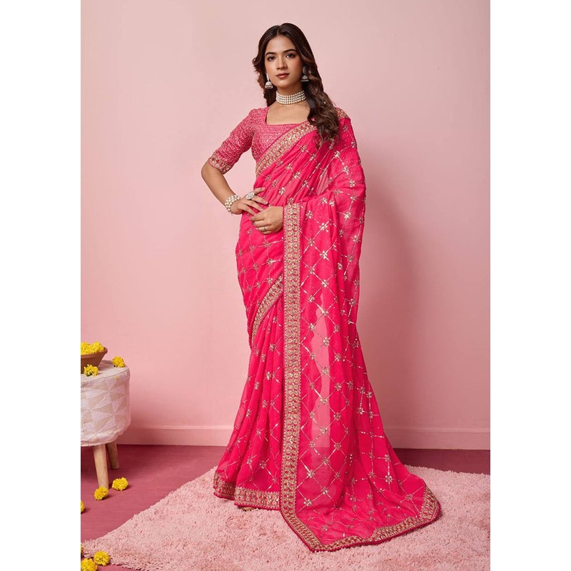 Rani Georgette Saree With Blouse Piece - JD986608134