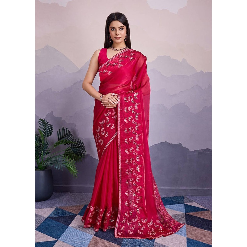 Rani Silk Saree With Blouse Piece - JD986608133