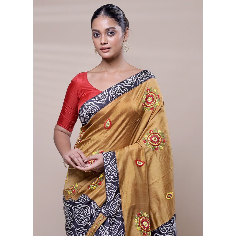 Yellow Printed Pure Silk Saree Without Blouse Piece - JD986608015