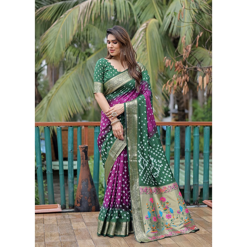 Green Dupion Silk Saree With Blouse Piece - JD986607794