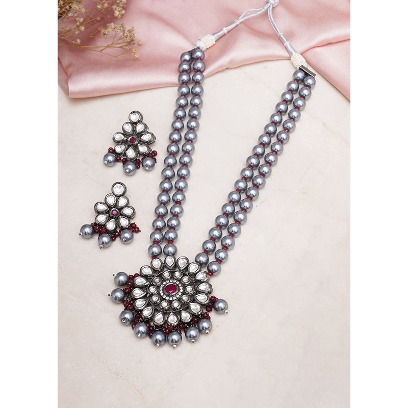 Multicolor Brass Rhodium Plated Jewellery Set - JD986607898