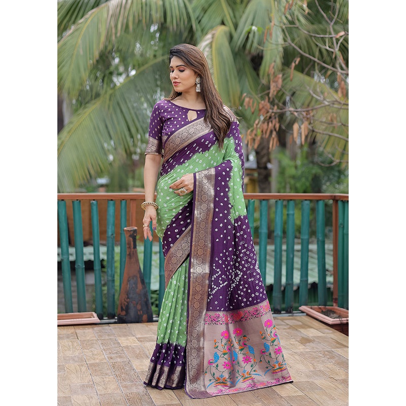 Purple Dupion Silk Saree With Blouse Piece - JD986607776