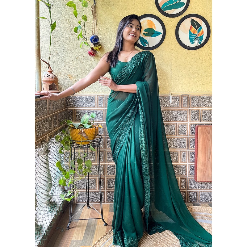 Rama Georgette Saree With Blouse Piece - JD986607771