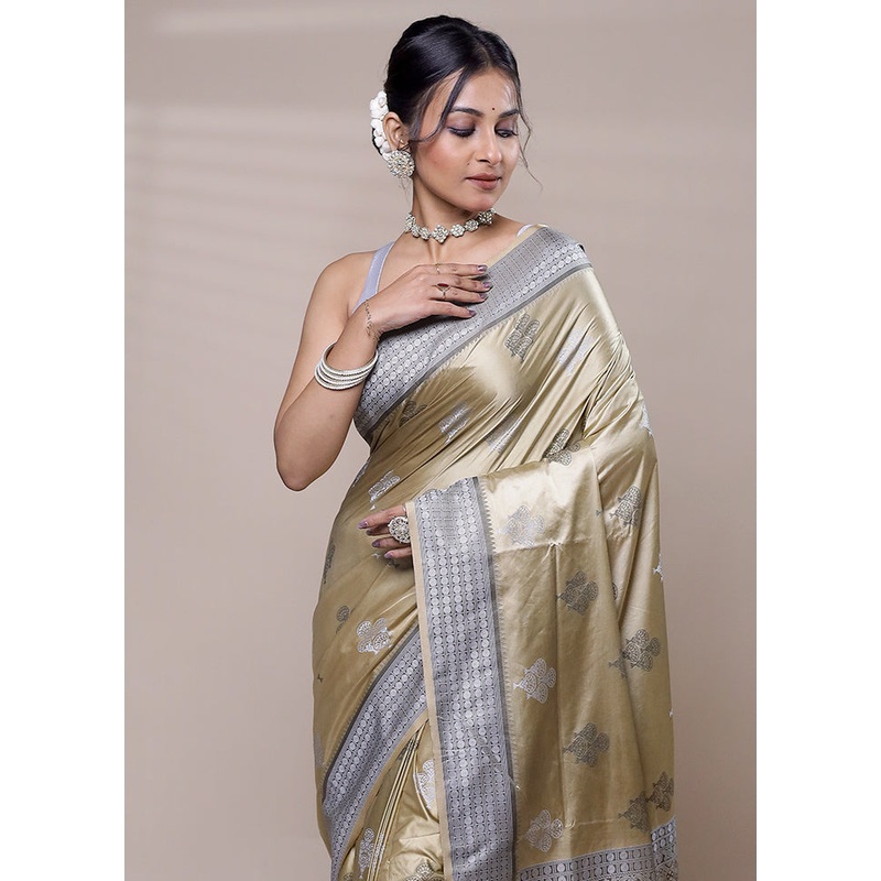 Green Dupion Silk Saree With Blouse Piece - JD986607721