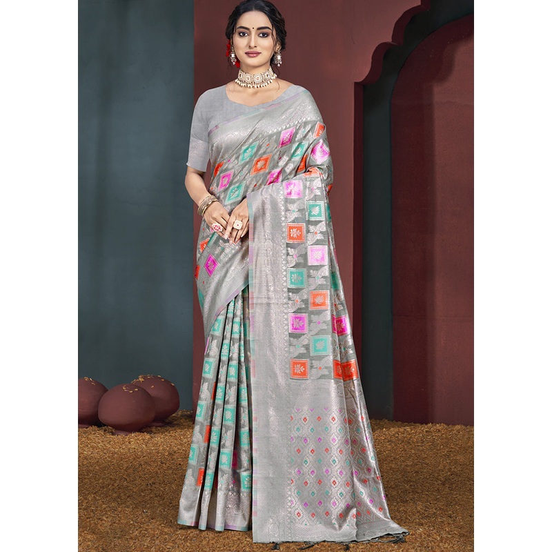 Multicolor Cotton Saree With Blouse Piece - JD986607703