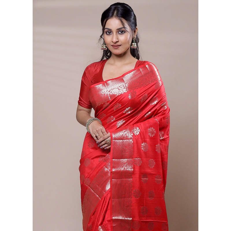 Pink Dupion Silk Saree With Blouse Piece - JD986607715