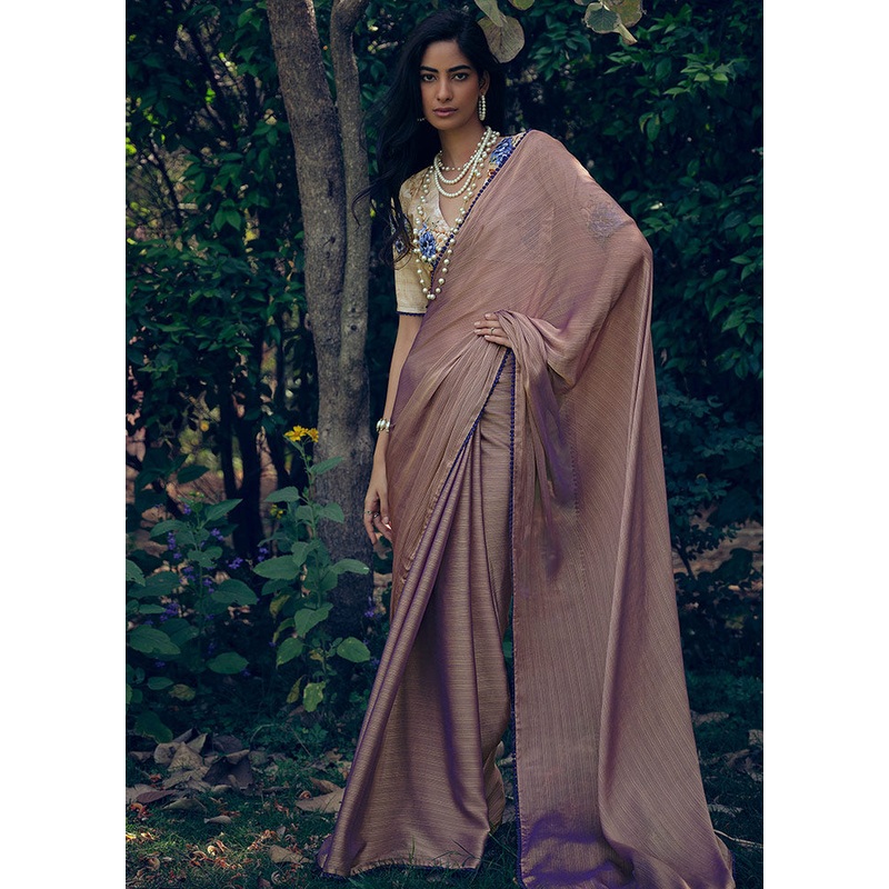 Brown Dupion Silk Saree With Blouse Piece - JD986607416