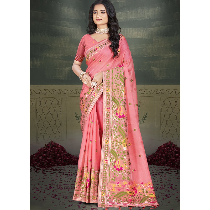 Multicolor Cotton Saree With Blouse Piece - JD986607468
