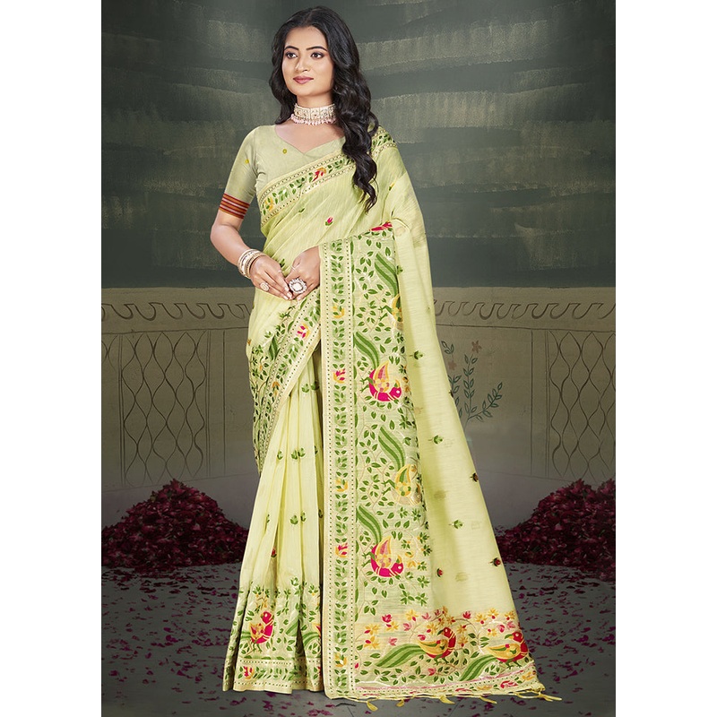 Multicolor Cotton Saree With Blouse Piece - JD986607471